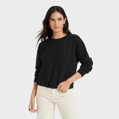 Women's Bubble Hem Sweatshirt - Universal Thread™ Black L : Target