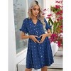 Maternity Swiss Dot Dress Summer V Neck Short Sleeve Button Down Mini Dress Baby Shower Photoshoot with Pockets - 3 of 4