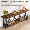 HDZNVF 70.9 in Extra Long Industrial Console Table, Narrow Sofa Table Behind Couch with 2-Tier Storage Shelves - 3 of 4