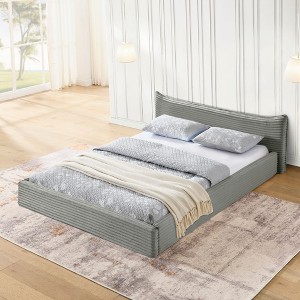 NicBex Queen Bed Frame,Upholstered Bed Frame with Decorative Curved Headboard,Velvet Platform Bed for Adults,Kids,Teens,No Box Spring Needed - 1 of 4