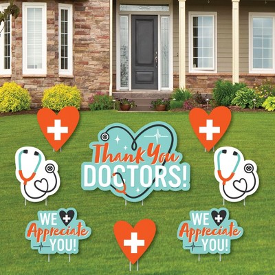 Big Dot of Happiness Thank You Doctors - Yard Sign and Outdoor Lawn Decorations - Doctor Appreciation Week Yard Signs - Set of 8