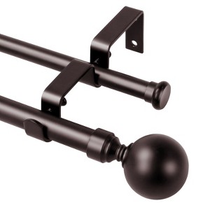 Urbanest Steel Ball Flat Button 1-inch 5-8 inch Double Drapery Curtain Window Rod Set - 1 of 4
