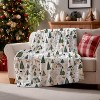 Christmas Flannel Blanket Throw, Christmas Trees Animals Snow House Soft Fuzzy Plush Cozy Fleece Blankets - 4 of 4
