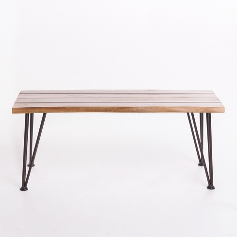 Zion Industrial Coffee Table Teak, Rustic Industrial Outdoor Furniture