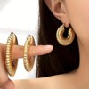 Paaaawaters 3 pairs of women's fashion hoop earrings retro simple style geometric thread large, medium - 2 of 4