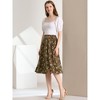 Allegra K Women's Boho Floral High Waist Split A Line Midi Skirt - 2 of 4