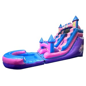 Pogo Bounce House Crossover Kids Inflatable Water Slide, Pink Unicorn with Blower, 15 ft - 1 of 4