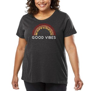 LA Pop Art Women's Word Art T-shirt - Good Vibes - 1 of 4