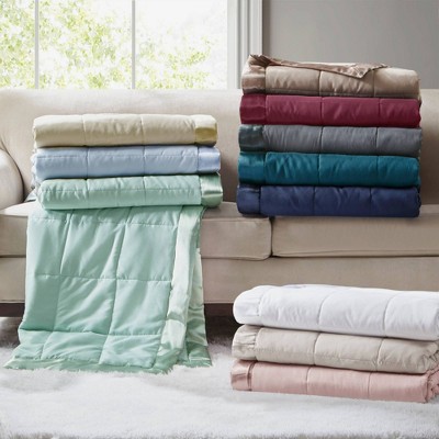 Full Blue Down Alternative Blanket with Satin Trim