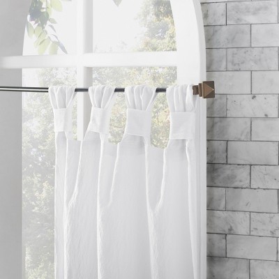 White Cotton Sheer Twist Tab Cafe Curtain Pair
