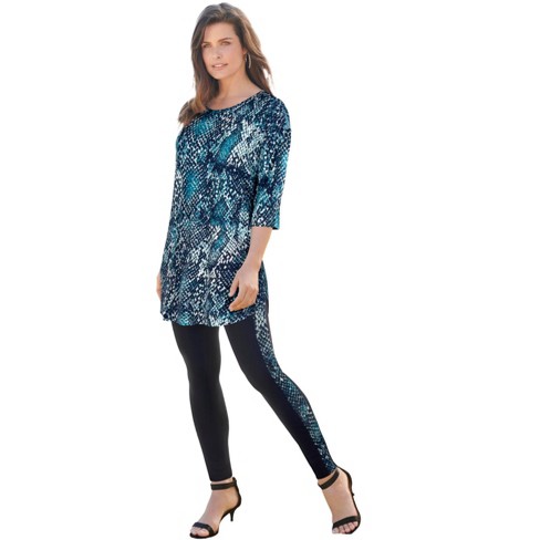 Roaman's Women's Plus Size Printed Set - 38/40, Blue : Target