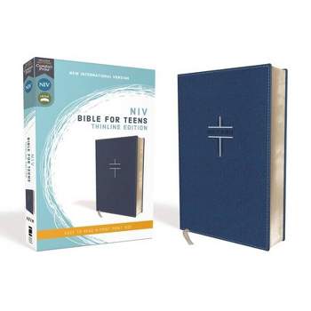 Niv, Bible for Teens, Thinline Edition, Leathersoft, Blue, Red Letter Edition, Comfort Print - by  Zondervan (Leather Bound)