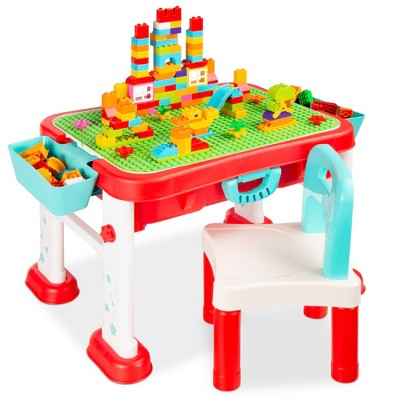 Best Choice Products Kids 8-in-1 Activity Table, Mobile, Collapsible Building Block Station w/ Dry Erase Easel, Storage
