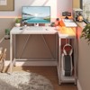 Pinmoco 42" Reversible L-Shaped Gaming Desk, LED Carbon Fiber Desk with Monitor Stand & Headset Hooks - 2 of 4