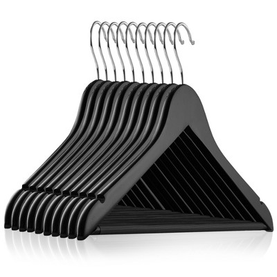 6-Pack Wide Shoulder Wooden Suit Hangers - Black by Casafield