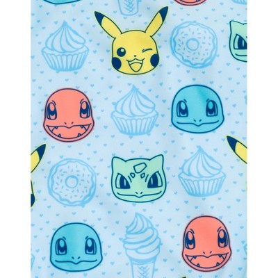 Pokemon Pikachu Charmander Bulbasaur Little Girls UPF 50+ One Piece Bathing Suit Blue 7-8 — фото 3