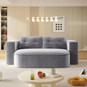 78.7" Modern Convertible Sofa Bed with Tufted Back and 2-in-1 Blanket for Living Room Use -3irtyhousy - 1 of 4