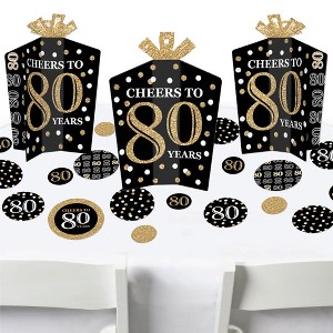 Big Dot of Happiness Adult 80th Birthday - Gold - Birthday Party Decor and Confetti - Terrific Table Centerpiece Kit - Set of 30 - 1 of 4