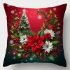 Lomsoe 4pcs Festive Christmas Throw Pillow Covers, Red Background with Christmas Tree Print, Zippered Polyester Cushion Cases for Living Room Decor - 3 of 4