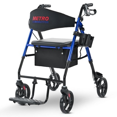 Metro Mobility 2 in 1 Lightweight Rollator Walkers with 8 Inch Big Wheels for All Terrain,Foldable Rolling Walker with Seat,Drive Walkers for Seniors