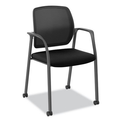 HON Nucleus Series Recharge Guest Chair, Supports Up to 300 lb, 17.62" Seat Height, Black Seat/Back, Black Base