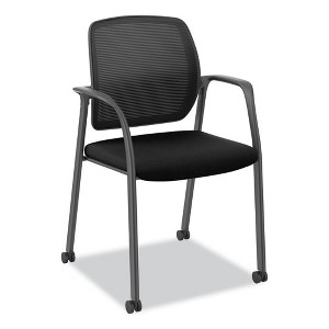 HON Nucleus Series Recharge Guest Chair, Supports Up to 300 lb, 17.62" Seat Height, Black Seat/Back, Black Base - 1 of 4