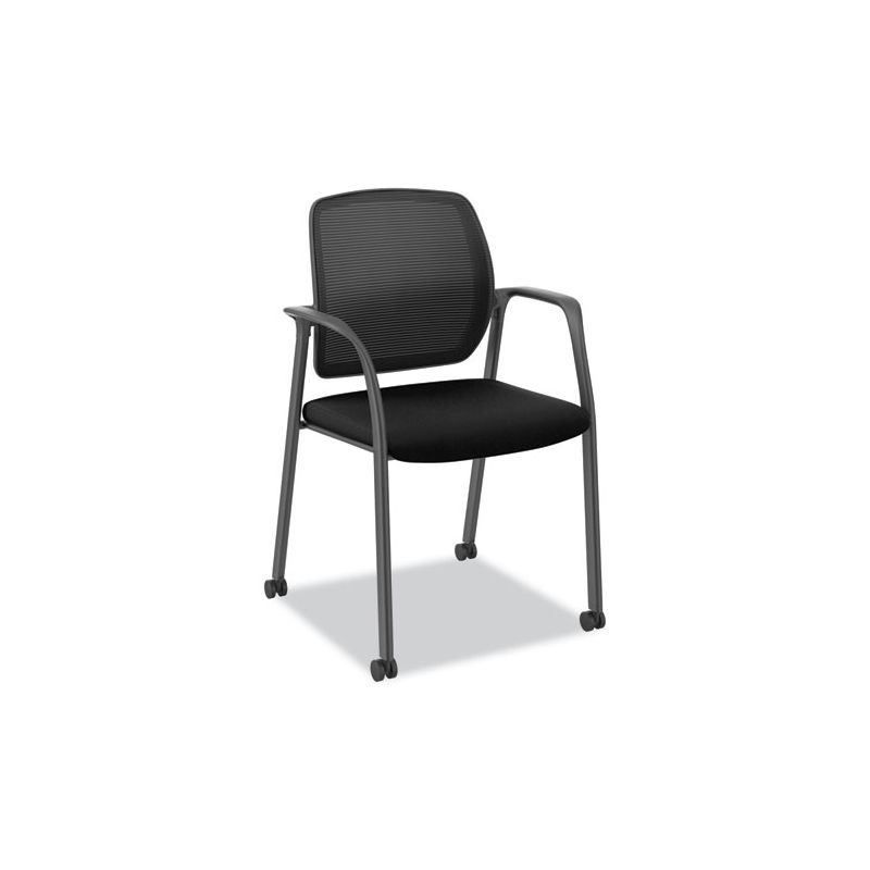 HON Nucleus Series Recharge Guest Chair, Supports Up to 300 lb, 17.62" Seat Height, Black Seat/Back, Black Base, 1 of 6