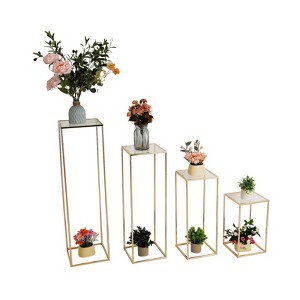 4 Pack Tall Acrylic Vase Wedding Centerpieces Clear Flower Stand Column Geometric Floral Vase Elegant Display Holder - 1 of 4