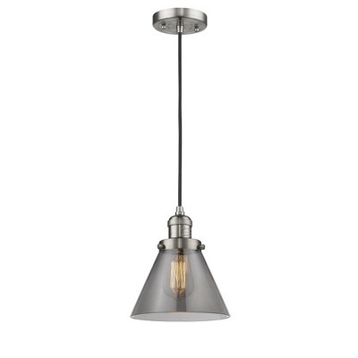 Cone - 1 Light Cord Hung Mini Pendant In Industrial Style-10 Inches Tall and 8 Inches Wide
