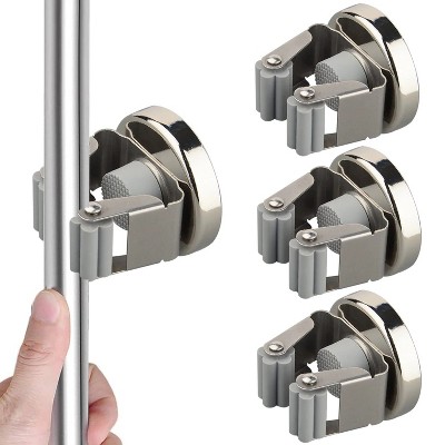 LunaLulinlk Magnetic Broom Holder,4pack Strong Broom Holder Heavy Duty for Hanging,Magnetic Mount Magnetic Tool Holder (Silver)