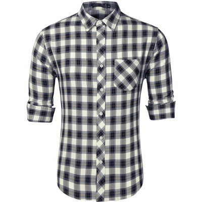 Lars Amadeus Men's Long Sleeve Button Down Casual Western Plaid Shirt