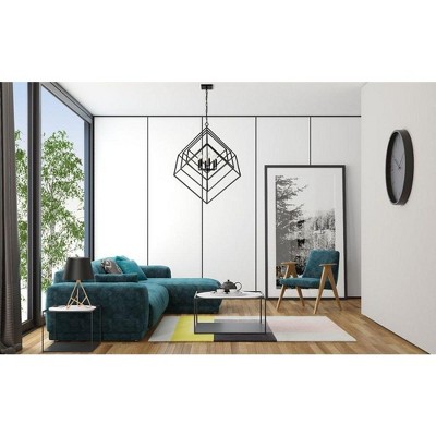 Matte Black Geometric Steel 6-Light Chandelier