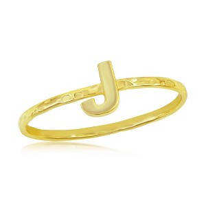 Bella Silver Sterling Silver Initial Hammered Band Ring - Gold Plated - Available Sizes:  9 ,  8 ,  7 ,  6 ,  5 - 1 of 3