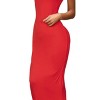 Slickblue Women's Solid Maxi Dress, Sleeveless Stretch Jersey Fabric, Casual Fit, Multi Colors Options, Size S-L - 3 of 4