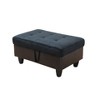 DOMETOUR Lint & PVC Living Room Storage Ottoman - Elegant Upholstered Seat with Hidden Compartment Dark Blue+Brown - 3 of 4