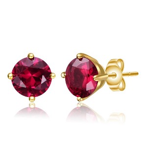 Elegant 14K Yellow Gold stud earrings with a colored cubic zirconia birthstone for a sophisticated touch. - 1 of 4