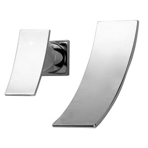 sumerain Waterfall Bathroom Faucet Wall Mount Faucet Single Left-Handed Handle Chrome - 1 of 3