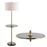 59" Metal/Wood Luce Floor Lamp (Includes LED Light Bulb) Black - JONATHAN Y