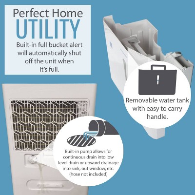 Keystone 50 Pint White Portable Dehumidifier with Built-in Pump