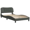 vidaXL Twin XL Bed Frame with Colorful LED Lights - Dark Gray, Breathable Fabric, Plywood Slats, Elegant Waved Design, Supportive Headboard Cushion - 2 of 4