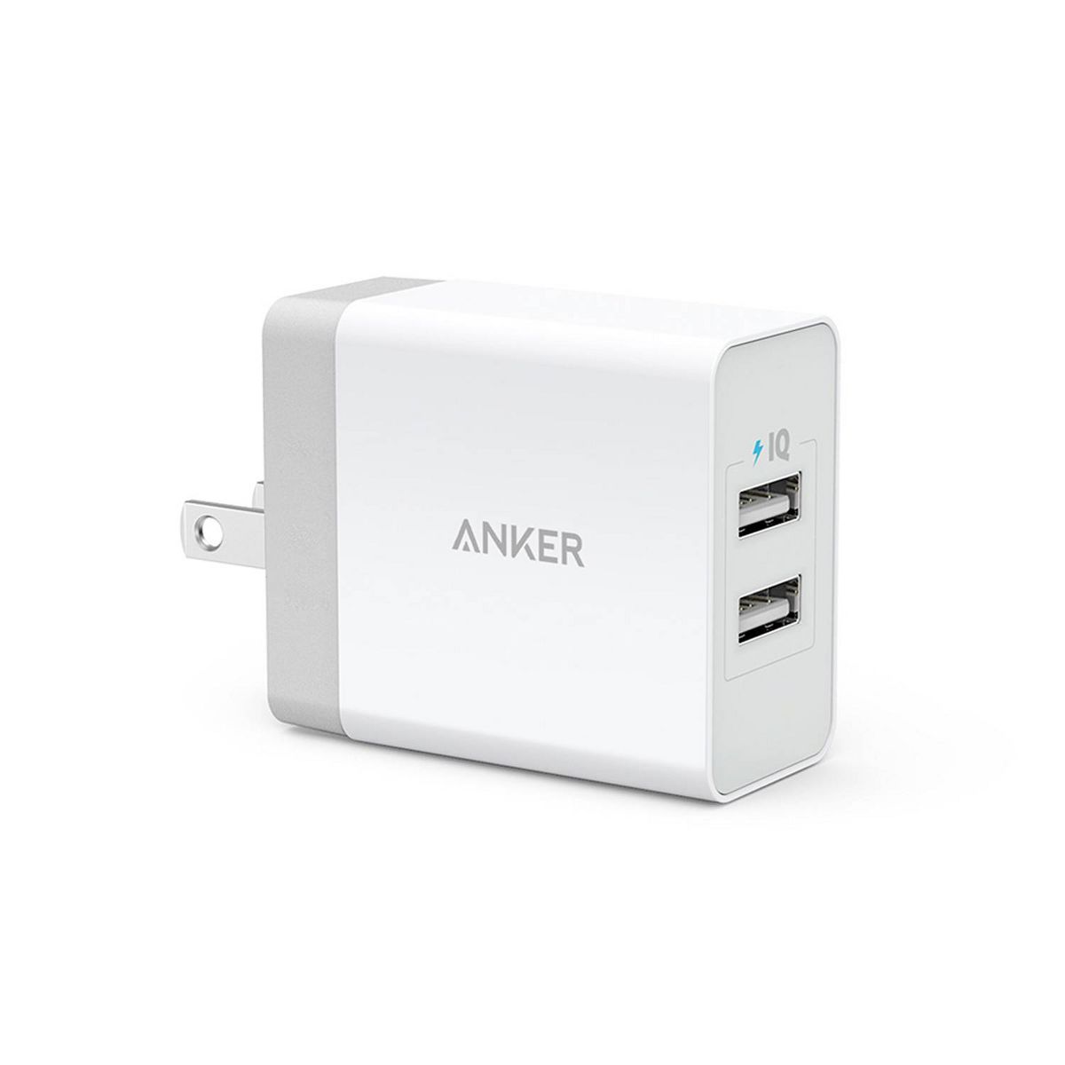 Anker 2-Port PowerPort 24W Wall Charger - White: USB Wall Plug for Android & iPhone, Lightweight Design