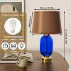 American Vintage Nightstand Table Lamp Blue-tinted Glass Base Dual Lighting - 2 of 4