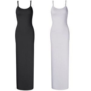 Women Full Slip Under Dresses Sleeveless Adjustable Spaghetti Strap Cami Maxi Dress Nightgowns Sleepwear - 1 of 4
