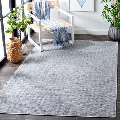 Hampton Grey and Blue Rectangular Wool Area Rug