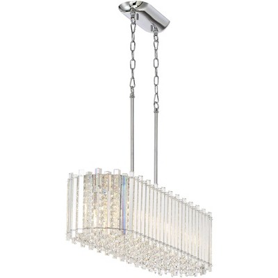 Mirabell Chrome 37" LED Island Pendant with Clear Crystal Droplets