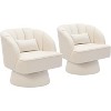 Modern Swivel Barrel Accent Chair, 360 Degree Velvet Upholstered Armchair with Striped Backrest & Plush Padding, Comfy Round Lounge Chair, 2 PCS - 3 of 4