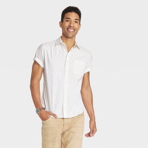 Men's Floral Print Short Sleeve Slim Fit Button-down Shirt - Goodfellow &  Co™ White Xl : Target