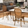 Dining Chairs Set of 2, Farmhouse Chairs with Round Back, Rattan Dining Chair for Dining Room/Living Room/Kitchen,Brown-Christopher Knight Home - 3 of 4