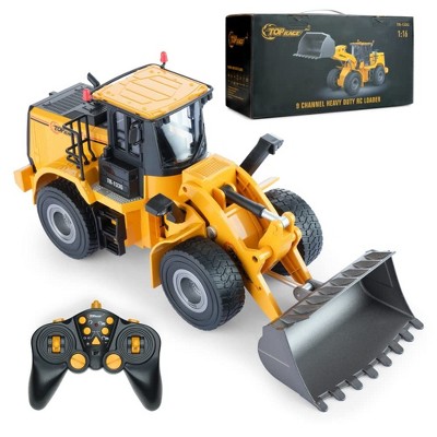 Top Race Kids 6 Channel Full Functional Front Loader, RC Remote Control Metal Construction Toy Tractor