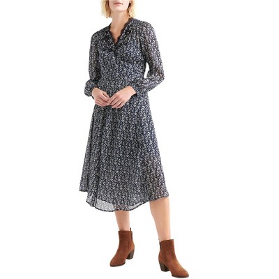 Lucky Brand Womens Woven Floral Wrap Dress